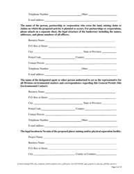Water Pollution Control General Permit Application for Physical Separation Facilities - Nevada, Page 3