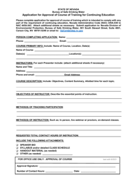 Document preview: Application for Approval of Course of Training for Continuing Education - Nevada