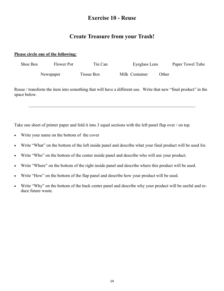 Recycling  Waste Reduction Student Workbook - Nevada, Page 14