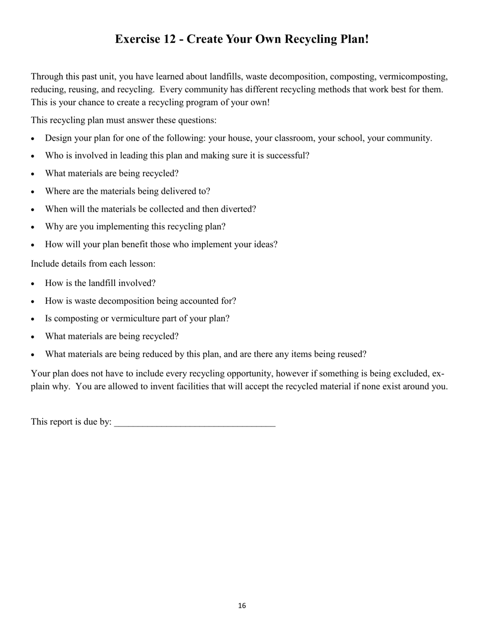 Recycling  Waste Reduction Student Workbook - Nevada, Page 16