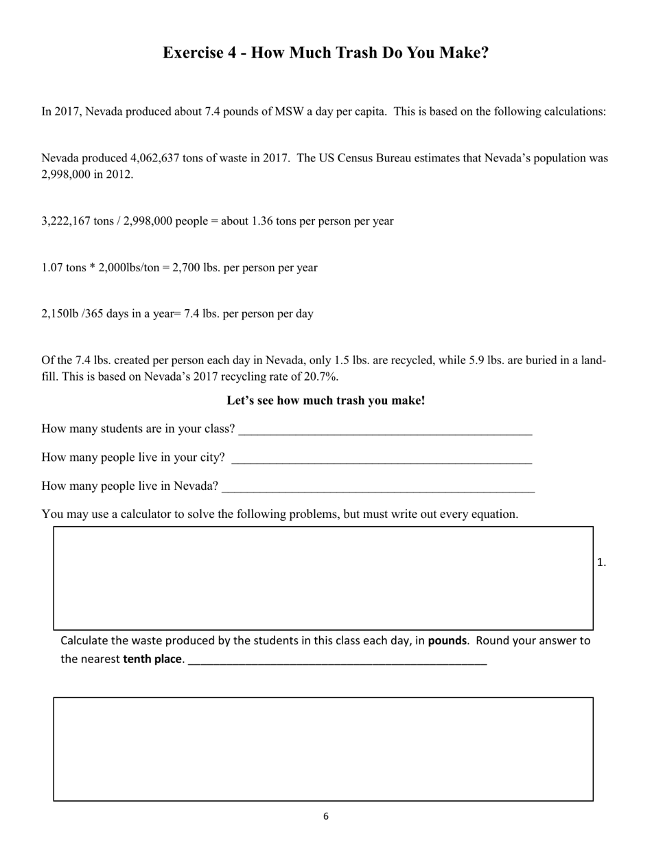 Recycling  Waste Reduction Student Workbook - Nevada, Page 6