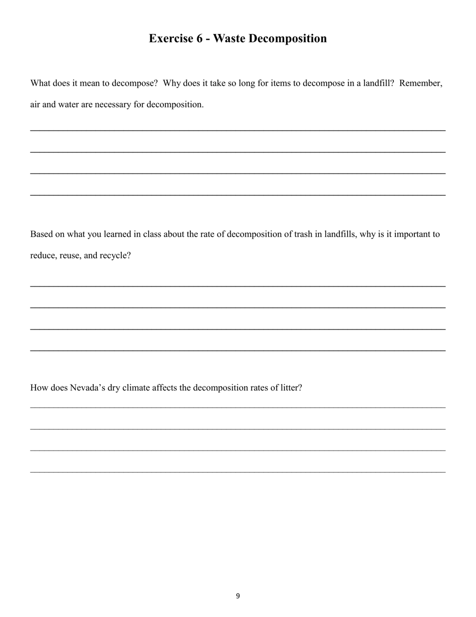 Recycling  Waste Reduction Student Workbook - Nevada, Page 9