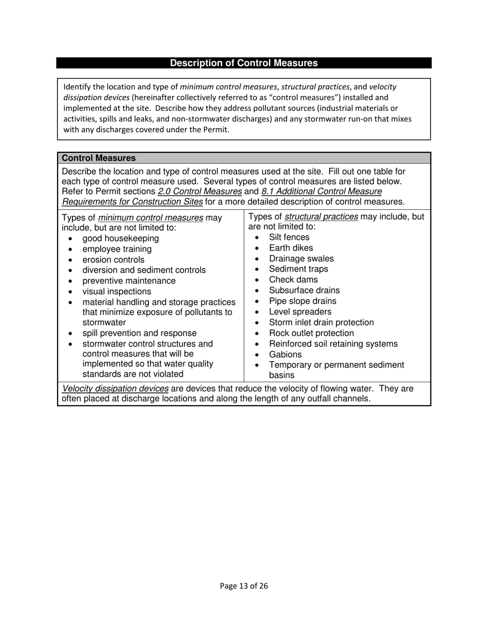 Stormwater Pollution Prevention Plan (Swppp) Template - Nevada, Page 15