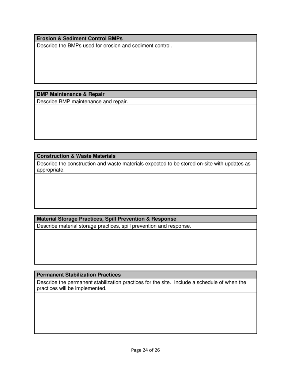 Stormwater Pollution Prevention Plan (Swppp) Template - Nevada, Page 26
