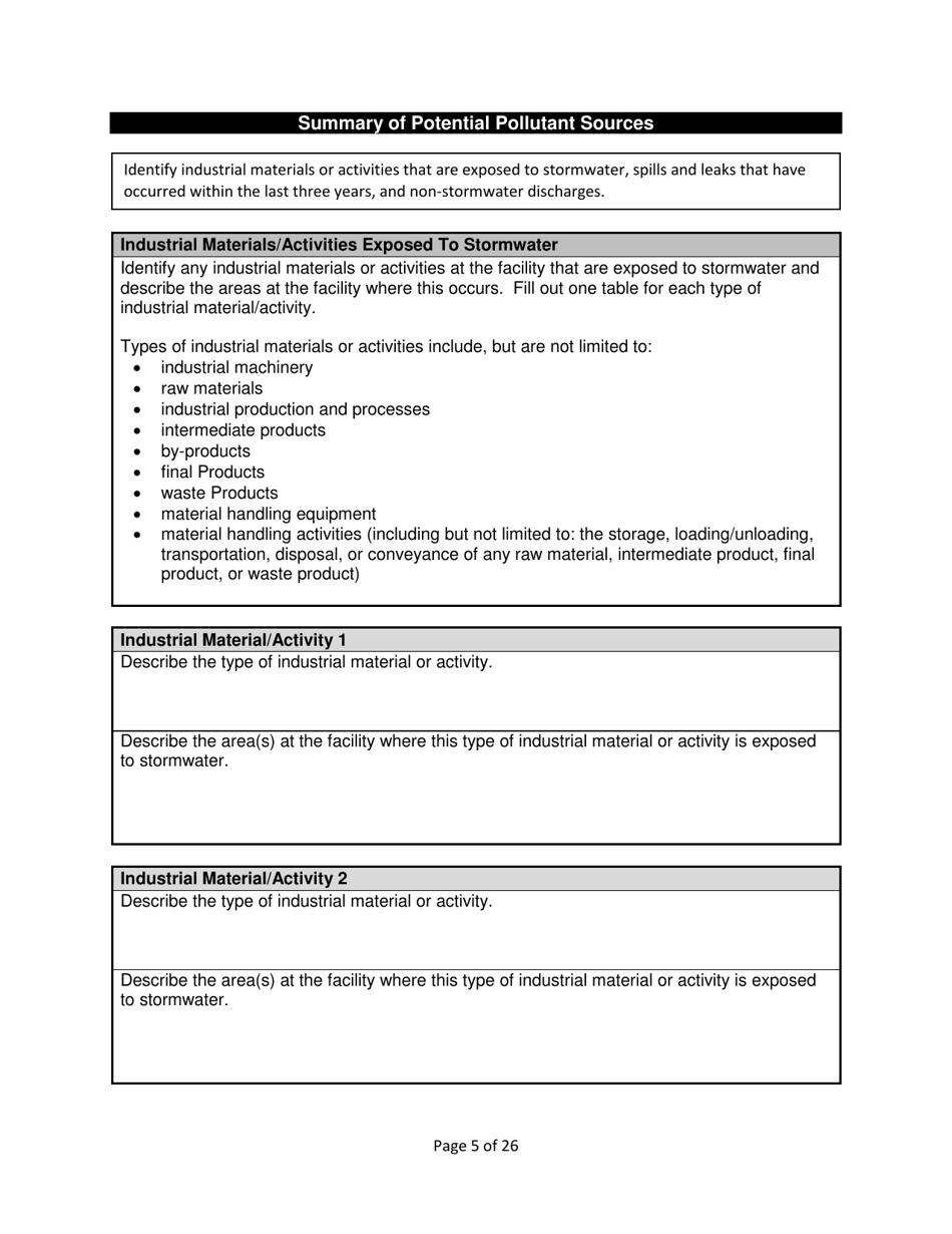 Stormwater Pollution Prevention Plan (Swppp) Template - Nevada, Page 7