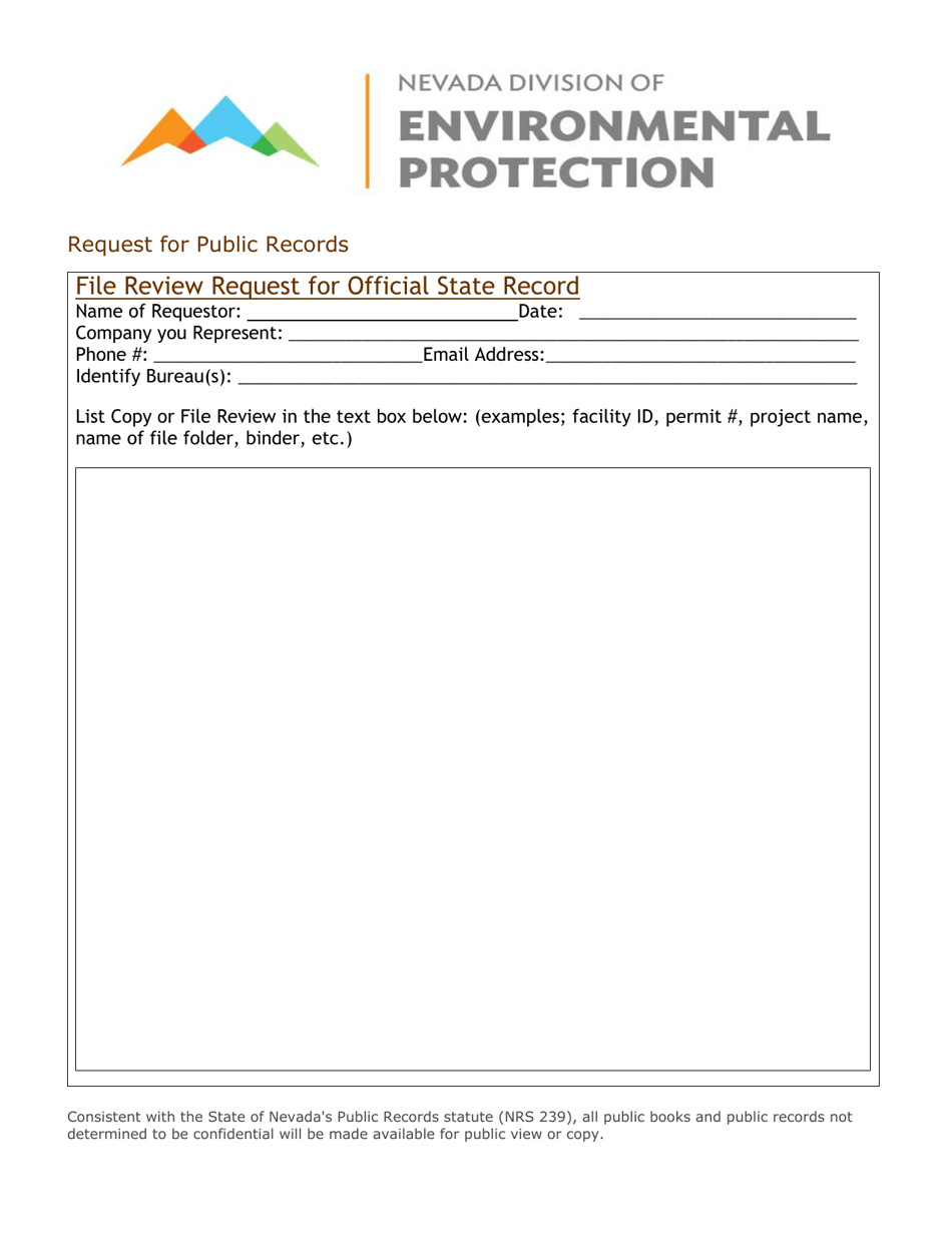 Nevada Request for Public Records Fill Out, Sign Online and Download