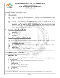 Class I/II Municipal Solid Waste Disposal Site Permit Application - Nevada, Page 2