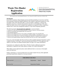 Waste Tire Hauler Registration Application - Nevada