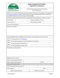 Document preview: Form SW635-B Illegal Dumping Civil Penalties Expenditure Verification - Nevada