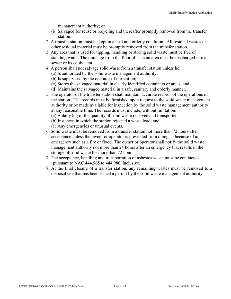 Transfer Station Application - Nevada, Page 4