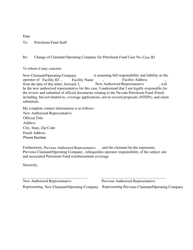 Document preview: Change of Claimant/Operating Company for Petroleum Fund Case - Nevada