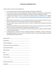 Document preview: Contractor Certification Form - Nevada