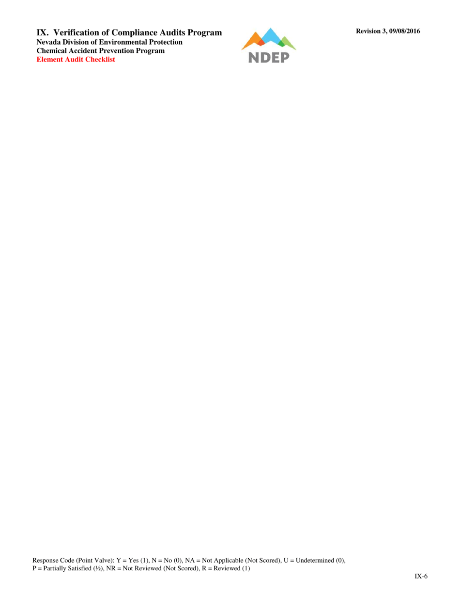 Form IX Element Audit Checklist - Verification of Compliance Audits Program - Nevada, Page 6