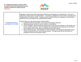 Form IV Standard Operating Procedures (Sops) Data Form - Determination of Required Procedures - Nevada, Page 2