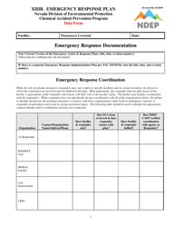 Form XIIIB Emergency Response Documentation Data Form - Nevada