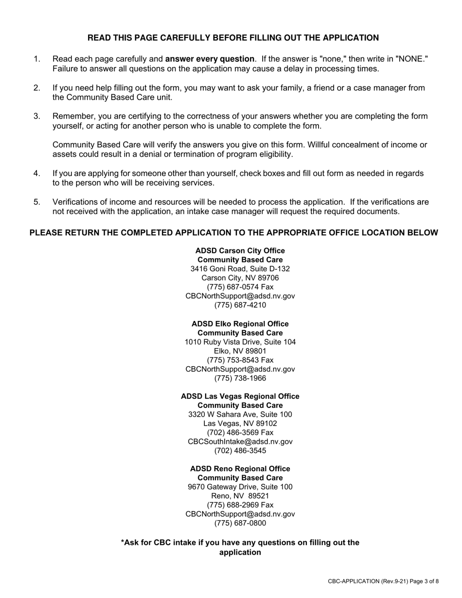 Community Based Care Program Application - Nevada, Page 3