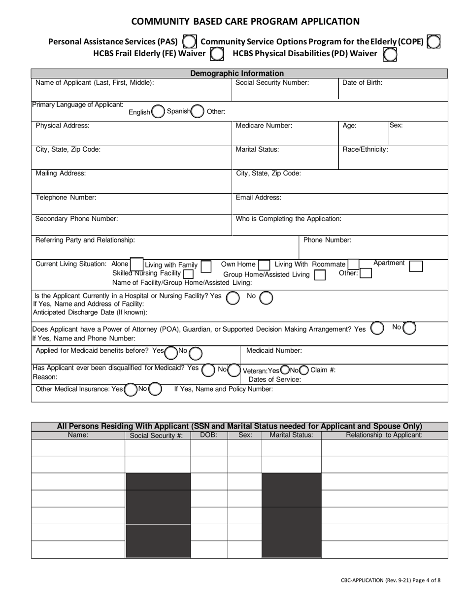 Community Based Care Program Application - Nevada, Page 4