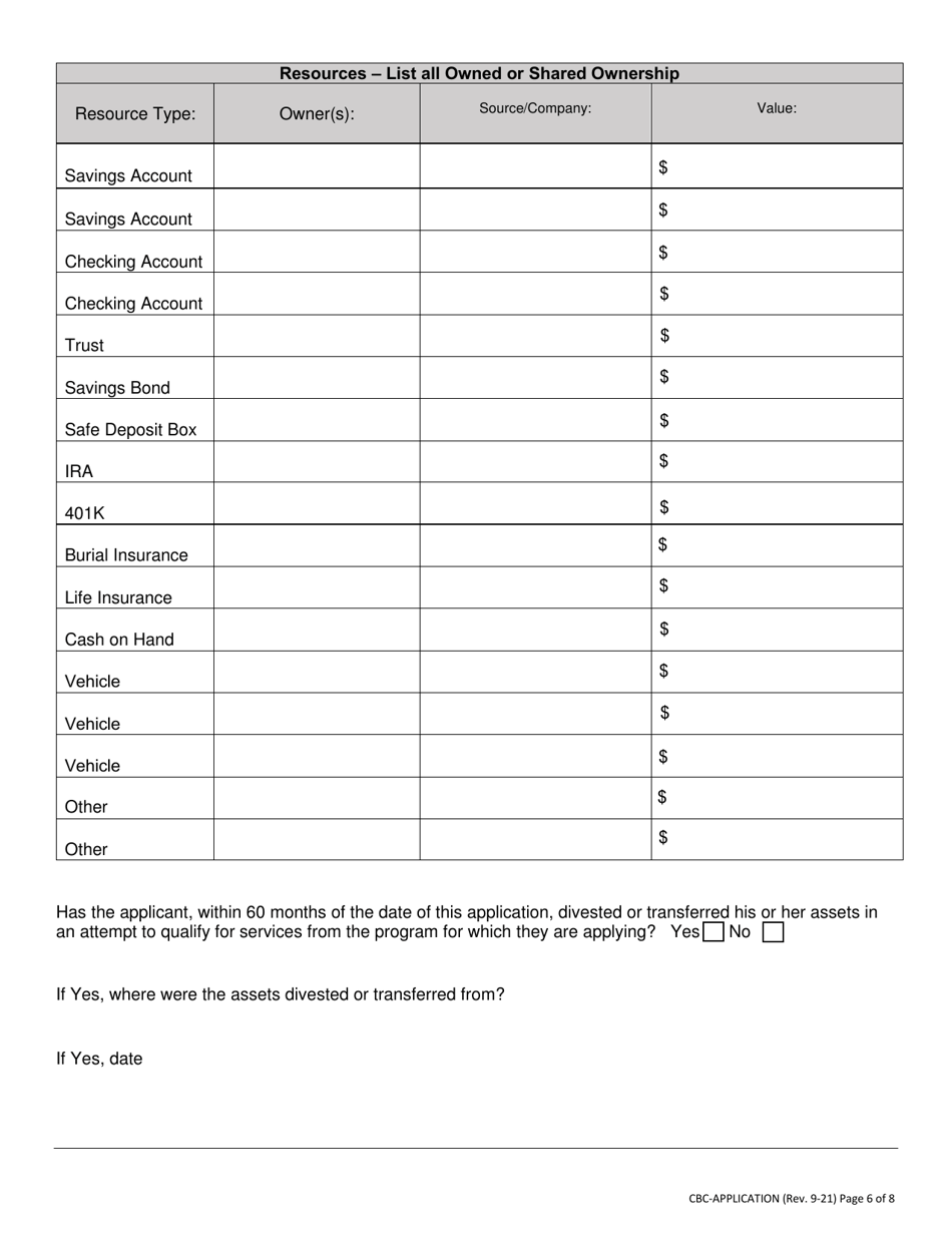 Community Based Care Program Application - Nevada, Page 6