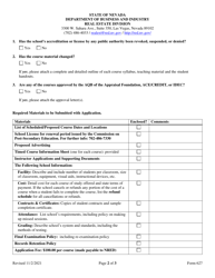Form 627 Appraisal Pre-licensing Education Course Renewal Application: in-State Providers - Nevada, Page 2