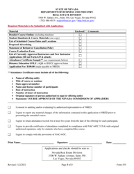 Form 535 Appraiser Continuing Education New Course Application - Nevada, Page 3