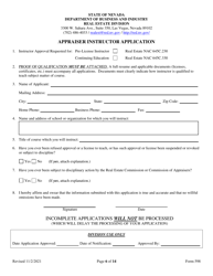 Form 598 Application for Accreditation of Appraiser Prelicensing Education - Nevada, Page 6
