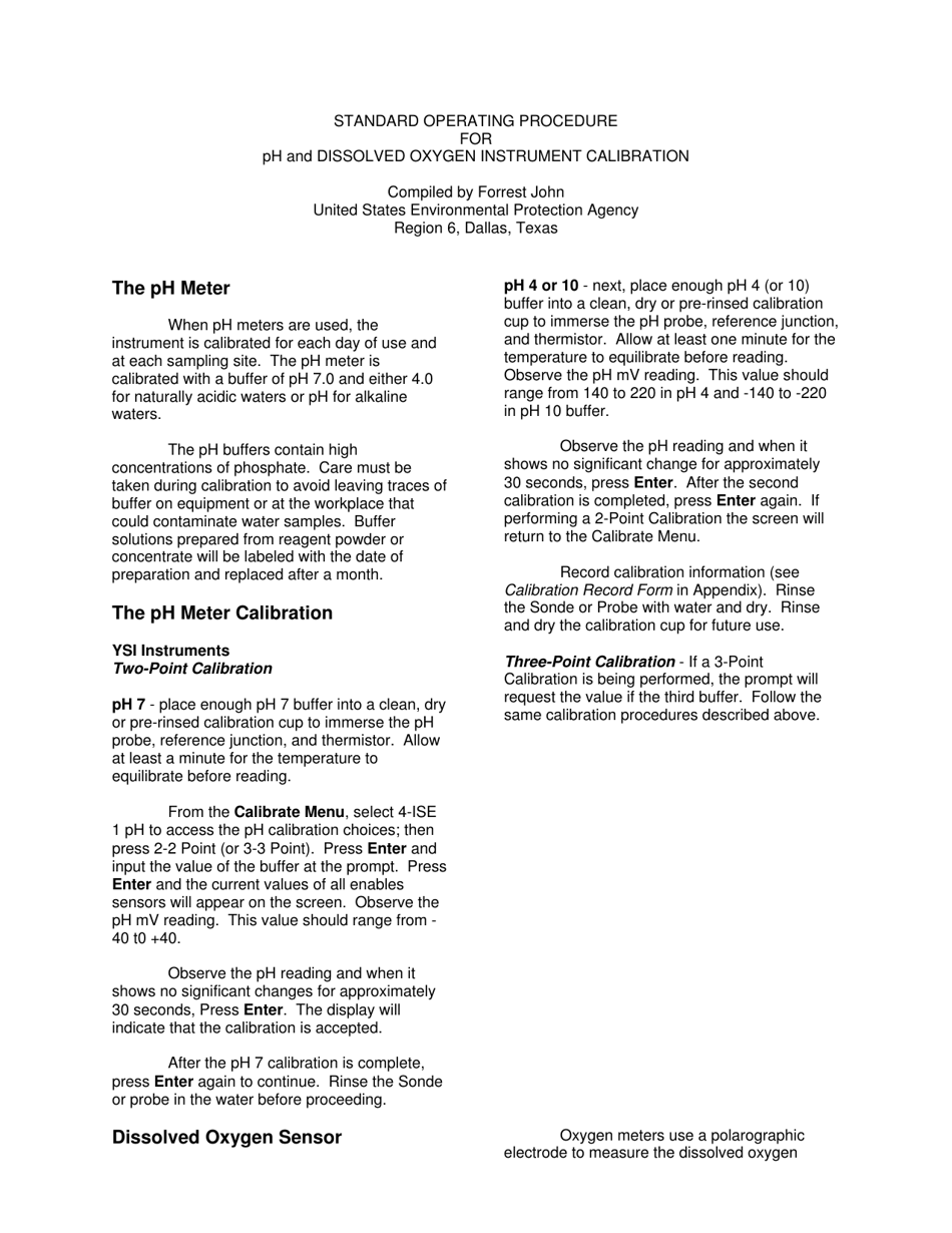 Instrument Calibration and Deployment Record - Nevada, Page 1