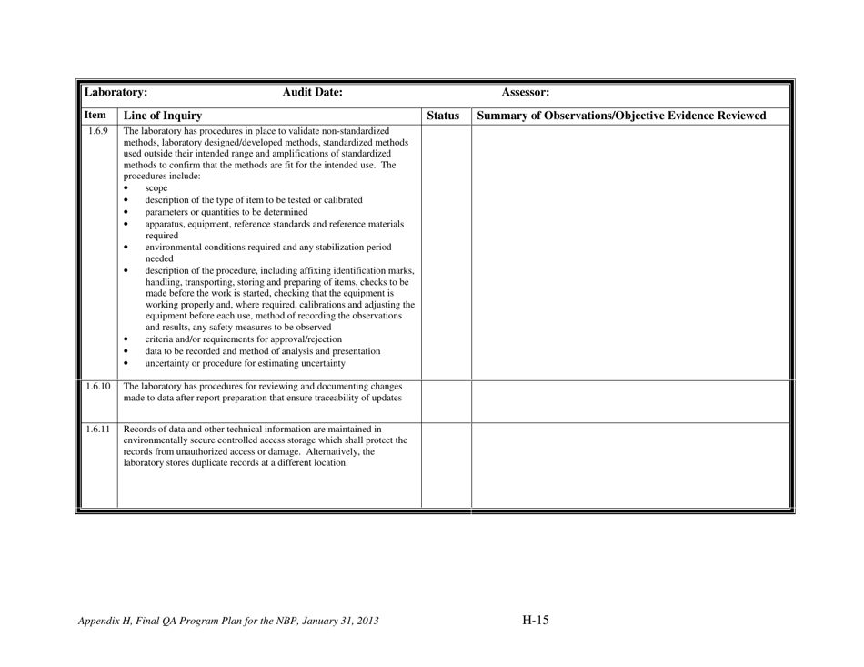 Appendix H Audit Checklists for the Nevada Brownfields Program - Nevada, Page 17