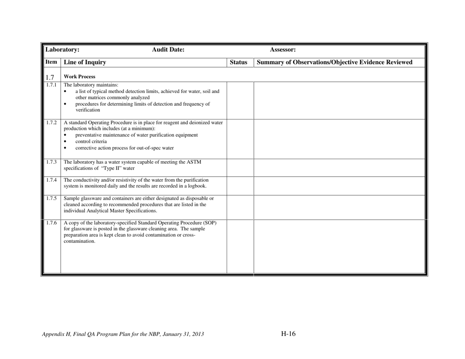 Appendix H Audit Checklists for the Nevada Brownfields Program - Nevada, Page 18