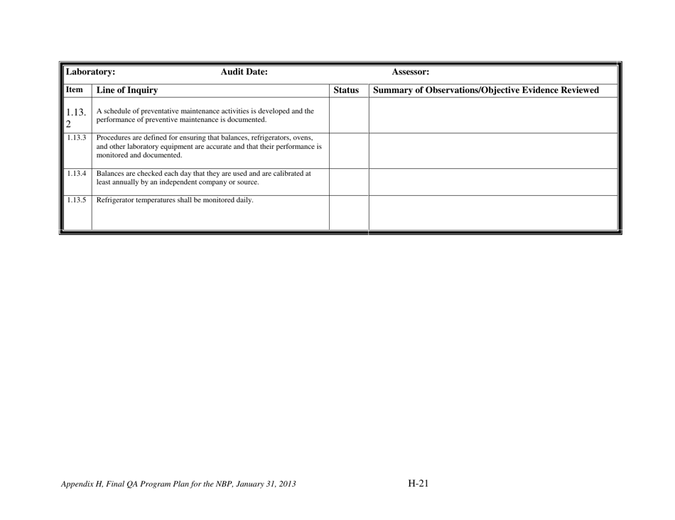 Appendix H Audit Checklists for the Nevada Brownfields Program - Nevada, Page 23