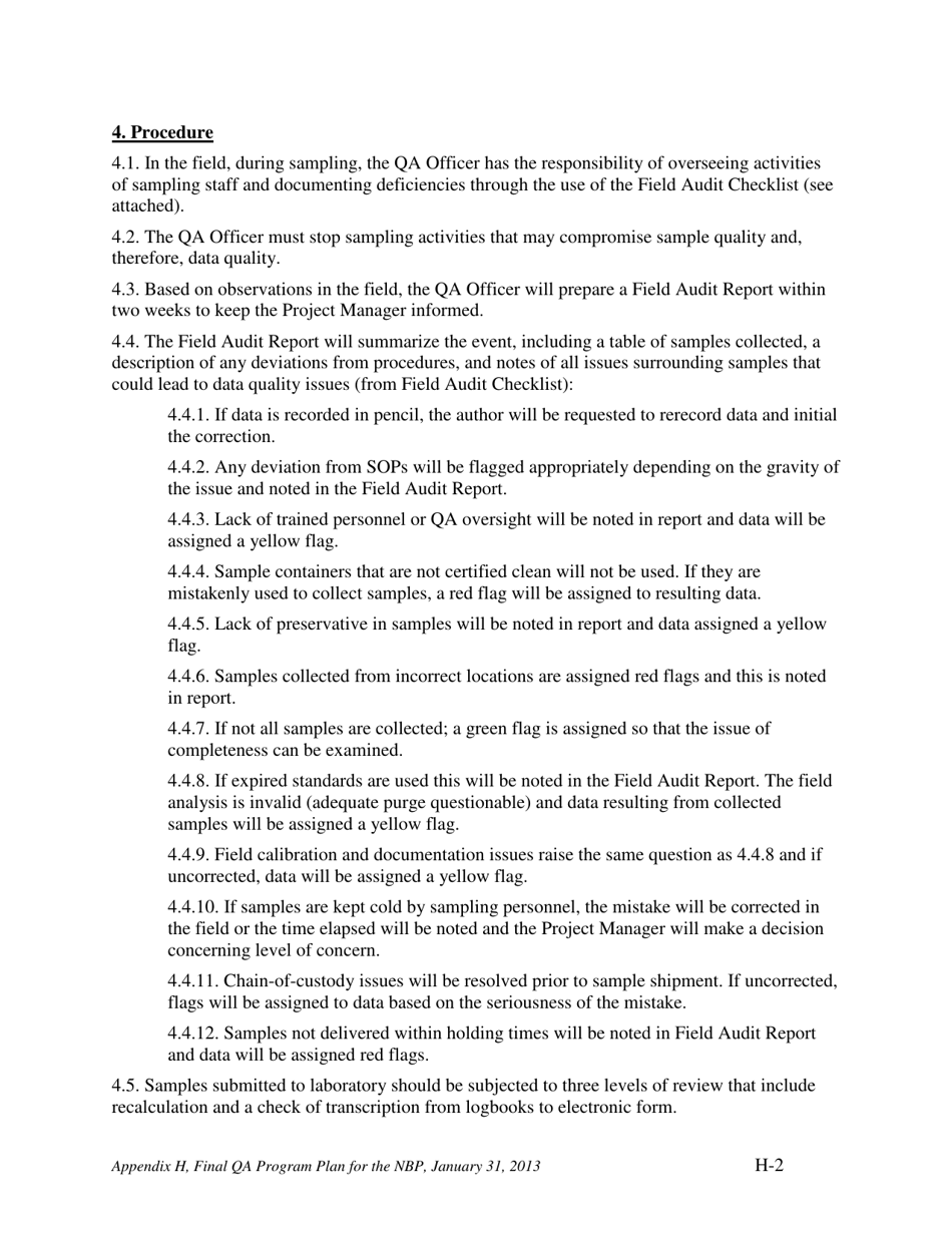 Appendix H Audit Checklists for the Nevada Brownfields Program - Nevada, Page 4