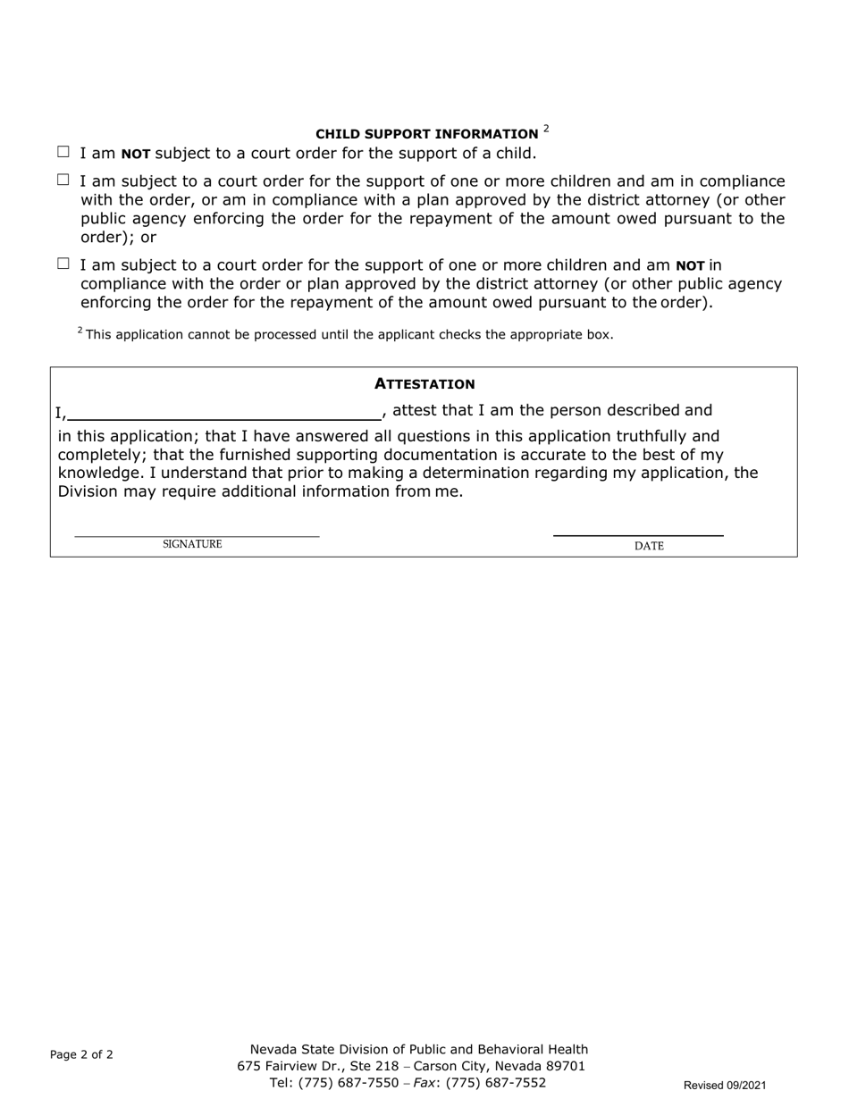 Temporary Student License Application - Radiation Control Program - Nevada, Page 2