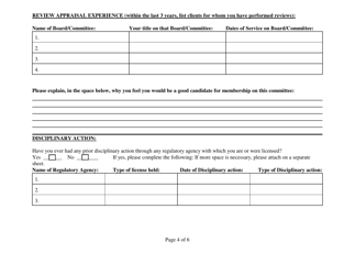 Reviewer Application Form - Appraisal Advisory Review Committee - Nevada, Page 4