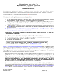 Form 924LA &quot;Agricultural Use Assessment Application&quot; - Nevada