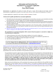 Form 924LA Agricultural Use Assessment Application - Nevada