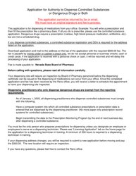 Document preview: Application for Authority to Dispense Drugs (Physicians Only) - Nevada