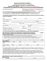 Application for Authority to Dispense Drugs (Physicians Only) - Nevada, Page 2
