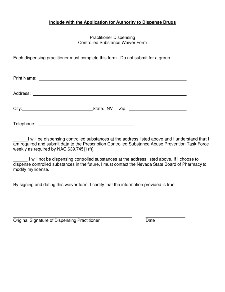 Application for Authority to Dispense Drugs (Physicians Only) - Nevada, Page 4