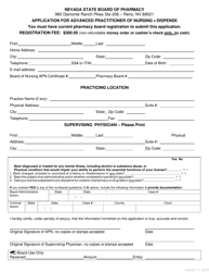Application for Advanced Practitioner of Nursing - Dispense - Nevada, Page 2