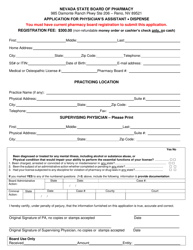 Application for Physician&#039;s Assistant - Dispense - Nevada, Page 2