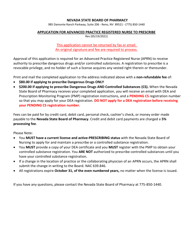 Document preview: Application for Advanced Practice Registered Nurse to Prescribe - Nevada