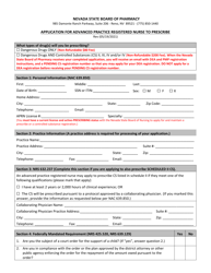 Application for Advanced Practice Registered Nurse to Prescribe - Nevada, Page 2