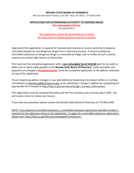 Document preview: Application for Veterinarian Authority to Dispense Drugs - Nevada