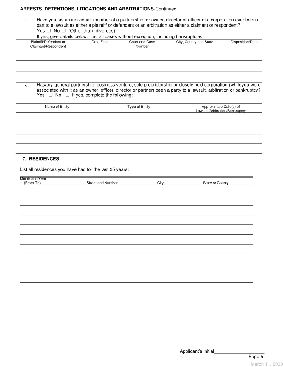 Application for Non-practitioner Dispensing Site Owners - Nevada, Page 5