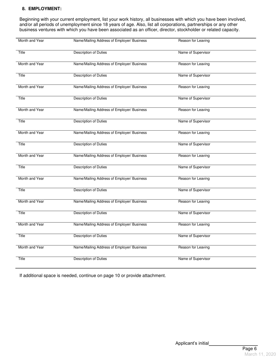 Application for Non-practitioner Dispensing Site Owners - Nevada, Page 6