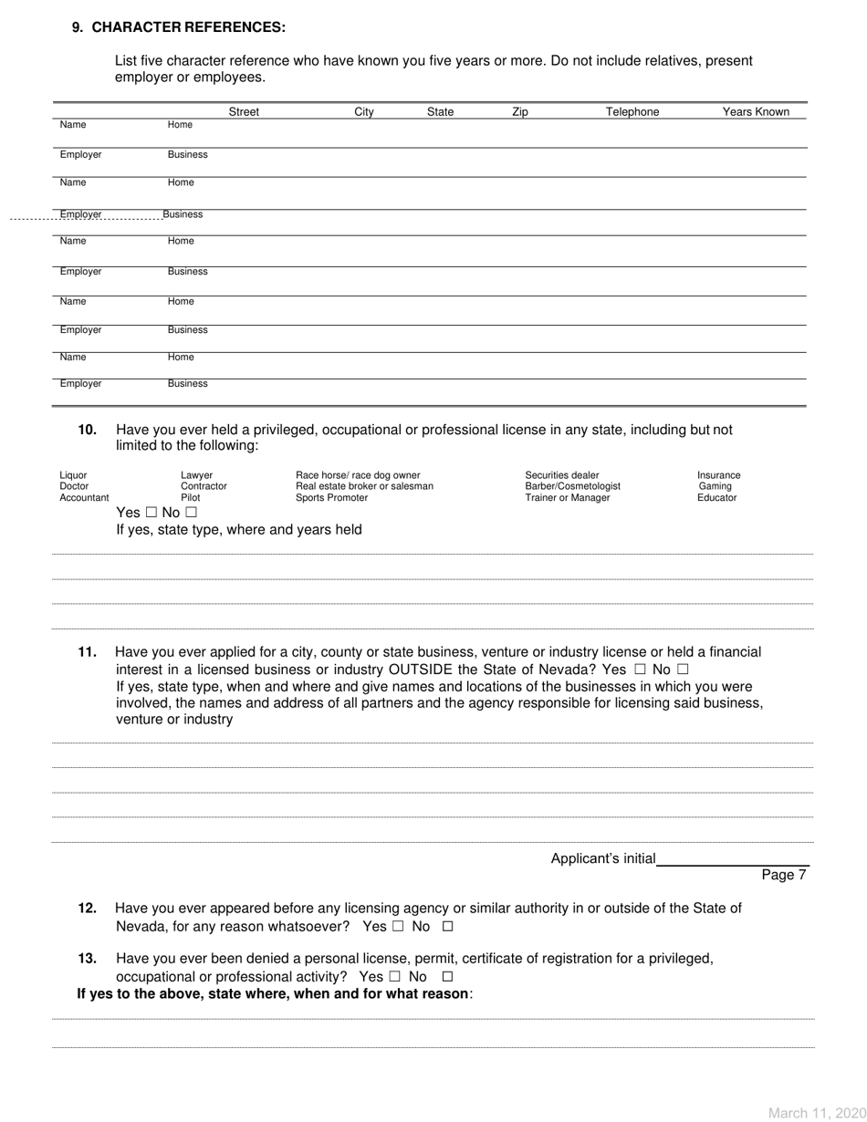 Application for Non-practitioner Dispensing Site Owners - Nevada, Page 7