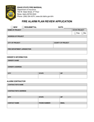 Document preview: Fire Alarm Plan Review Application - Idaho