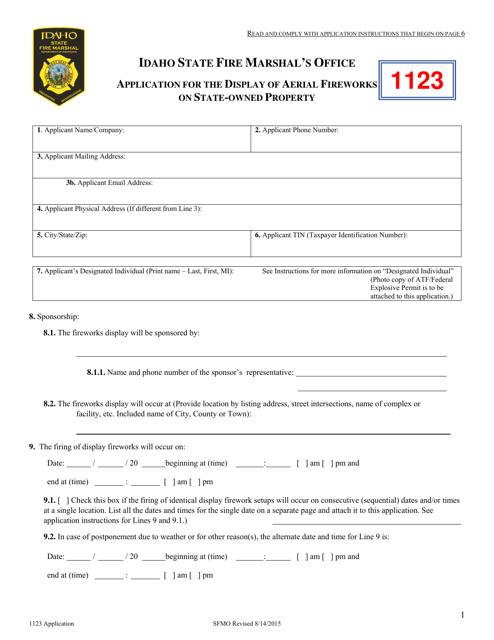 Application for the Display of Aerial Fireworks on State-Owned Property - Idaho