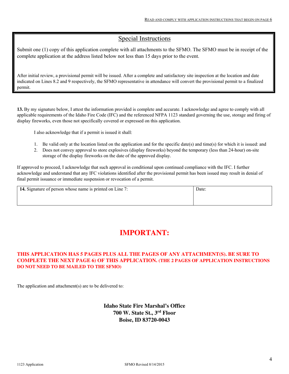 Application for the Display of Aerial Fireworks on State-Owned Property - Idaho, Page 4