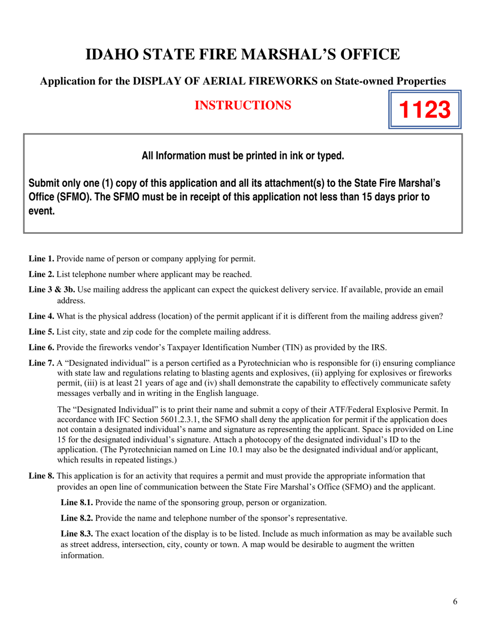Application for the Display of Aerial Fireworks on State-Owned Property - Idaho, Page 6