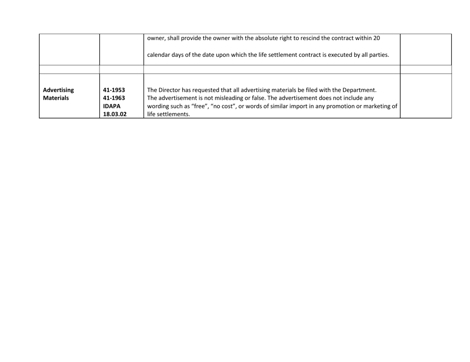 Life Settlements Filing Checklist - Idaho, Page 6